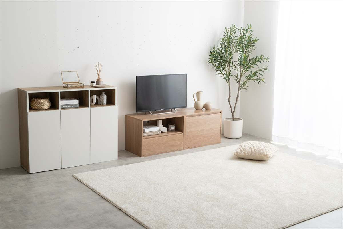 北欧木製組み合わせテレビ台(オープン収納+引き出し)