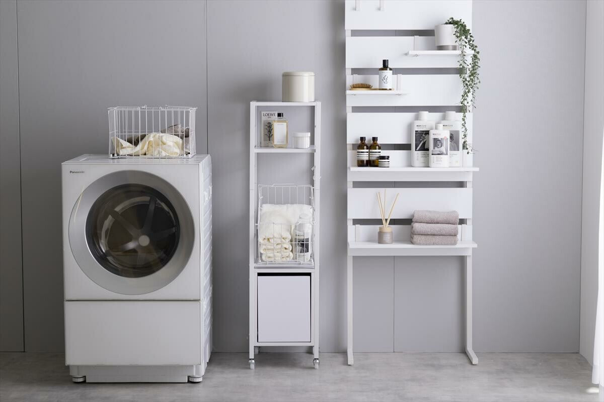 ℳ⑅﻿　お姫様風　白家具　ランドリーチェスト　キャビネット　バスケット2個 お姫様風白家具ランドリーチェストキャビネットバスケット2個完成品