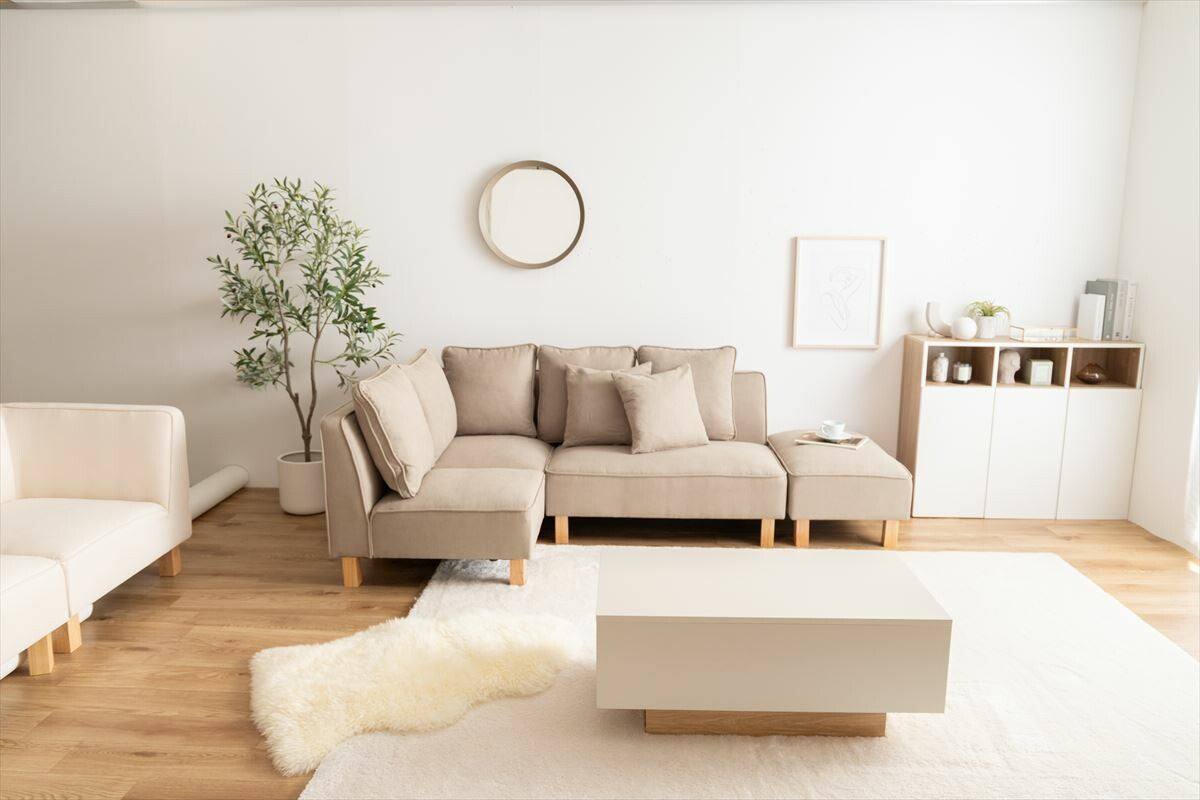 シンプル2WAYカウチソファ4点セット | レイアウト変更で自在に空間を