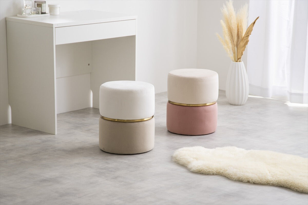 ラグジュアリーベロアバイカラースツール | 柔らかな触感に高級感を