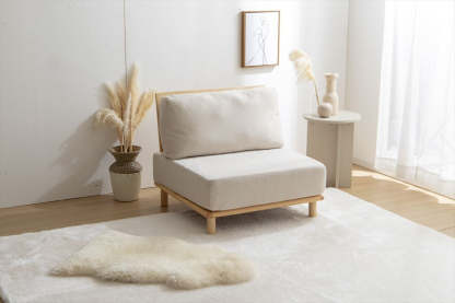 北欧天然木フレーム1人掛けファブリックローソファ | シンプルで耐久性