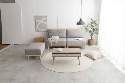 北欧天然木フレーム1人掛けファブリックローソファ | シンプルで耐久性