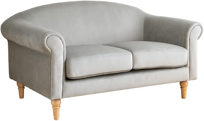 北欧アンティーク風天然木脚2人掛けベロアソファ | 高級感と快適さを