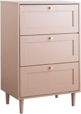 框デザイン木製幅60cm3段チェスト