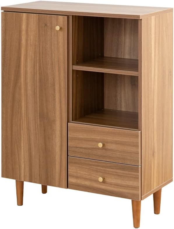 ナチュラルウッド　収納キャビネット　高級家具 北欧ナチュラル木製脚付きキャビネット 北欧 風 キャビネット