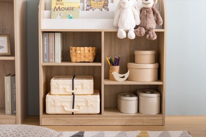 北欧木製オープン収納タイプ絵本棚 | 子供部屋を明るくするシンプルで