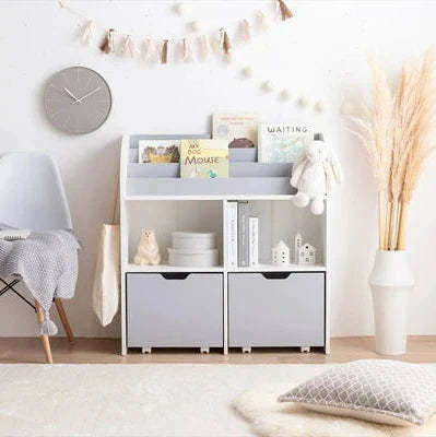 北欧木製引き出し収納タイプ絵本棚 | 子供部屋にぴったりな温かみの