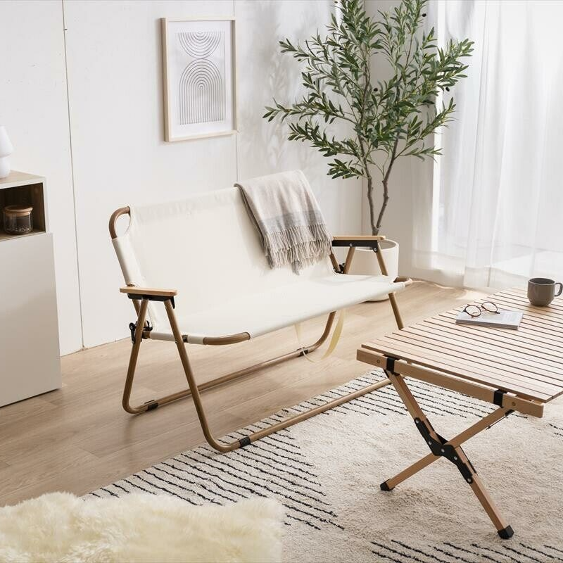 折りたたみベンチ クッション付き 座面幅 97cm 大人2人掛けサイズ