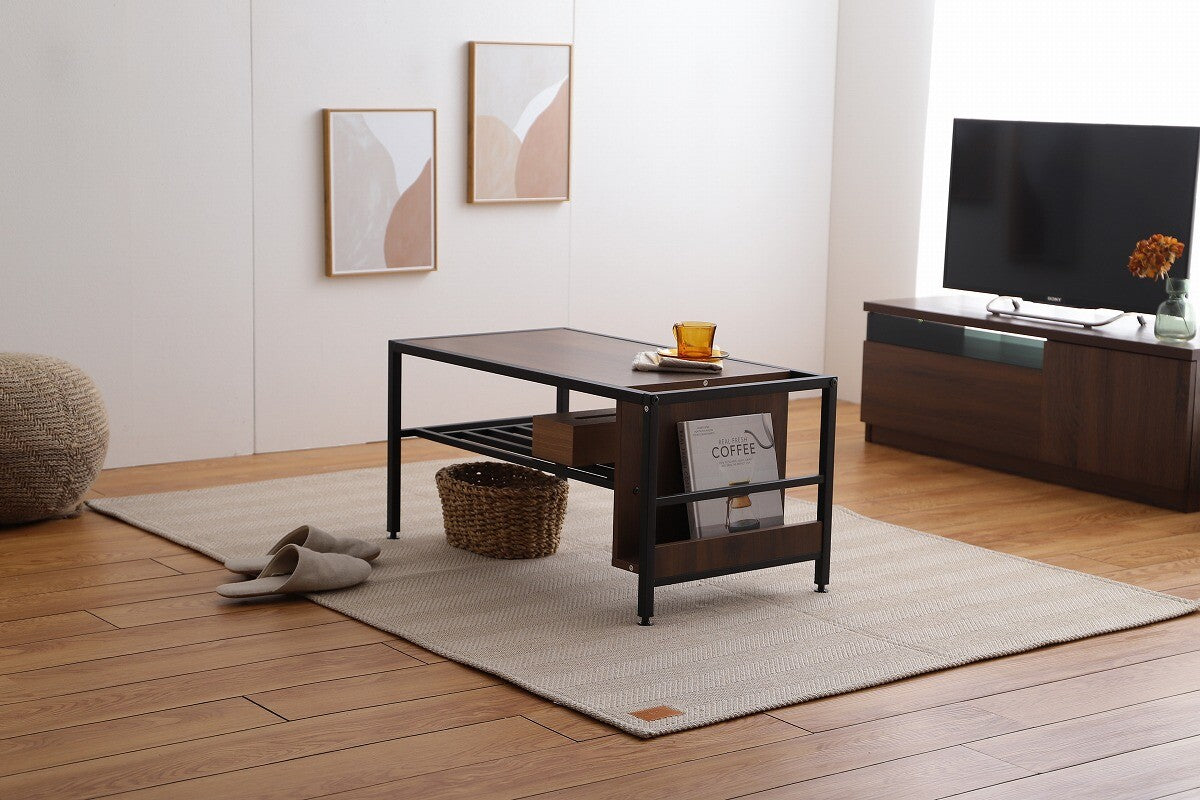 レトロモダン収納付きセンターテーブル | 片付くリビング、見映えも