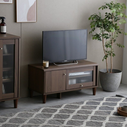 モダン木製ガラス扉付きテレビ台