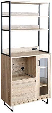 モダン木製スチール脚オープン棚キッチン収納 – CAGUUU