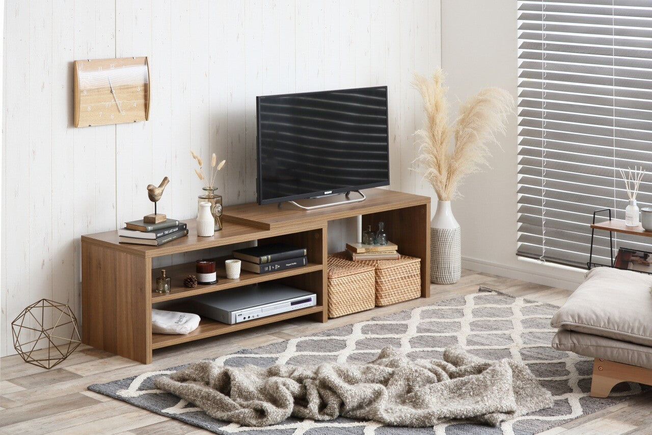 シンプルモダン木製スライドテレビボード