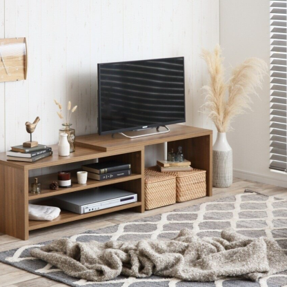 シンプルモダン木製スライドテレビボード