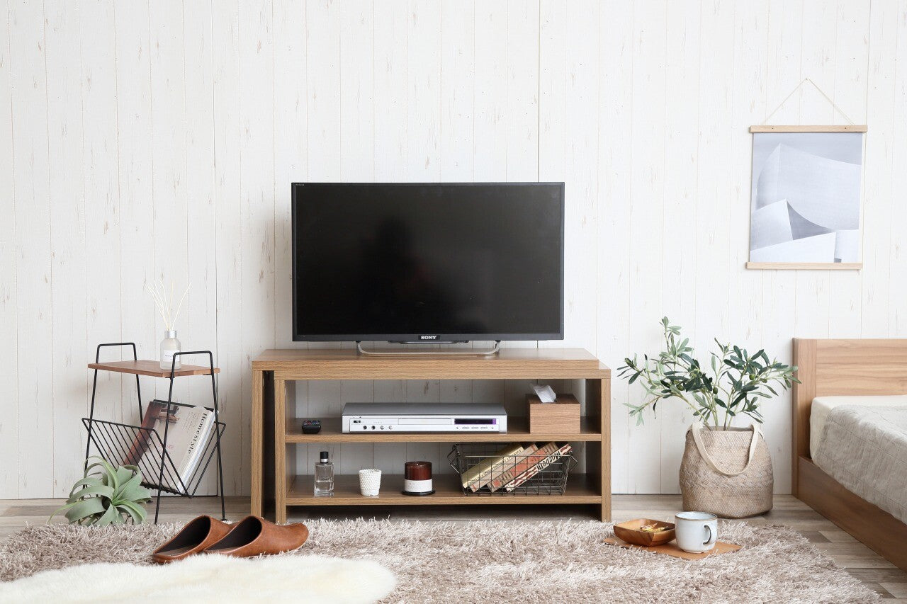 シンプルモダン木製スライドテレビボード