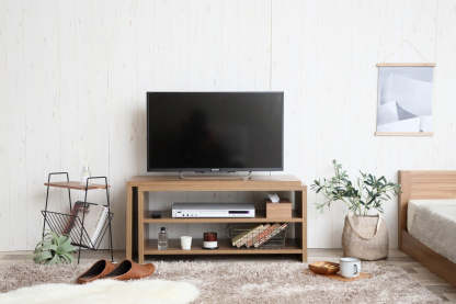 シンプルモダン木製スライドテレビボード