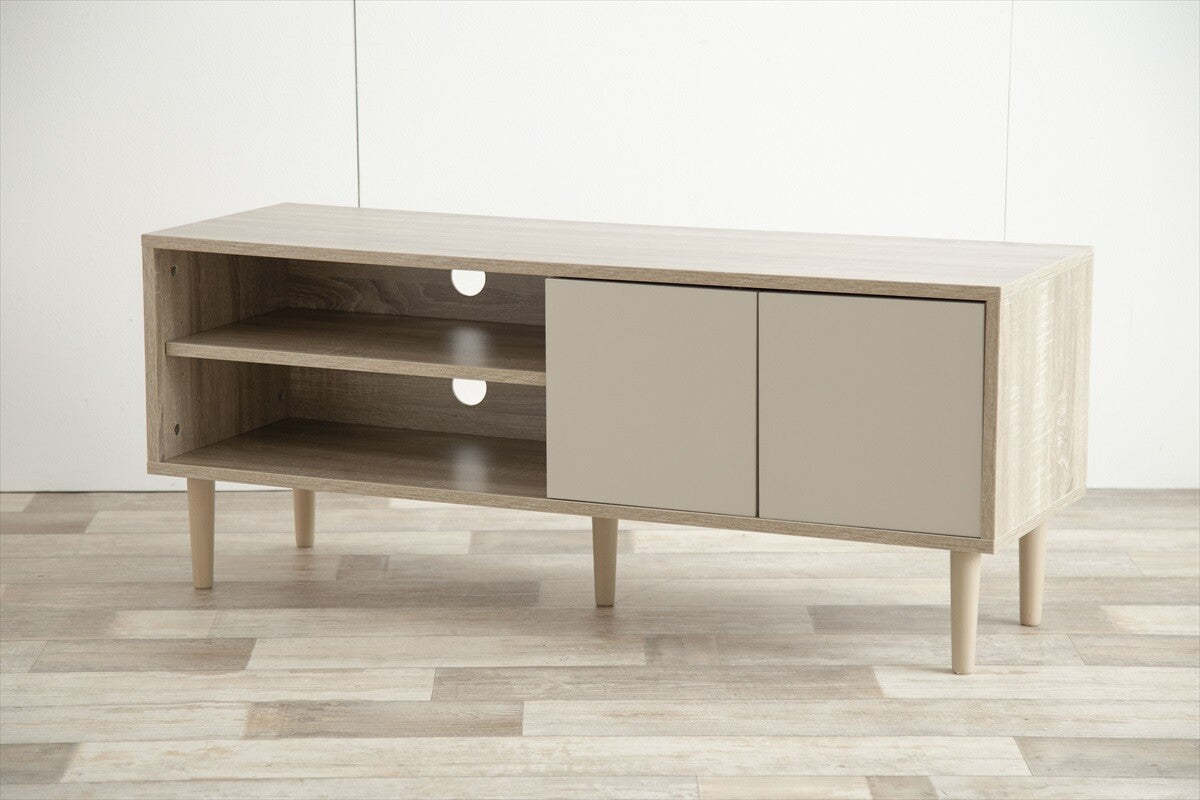 ナチュラルモダン木製バイカラーテレビボード