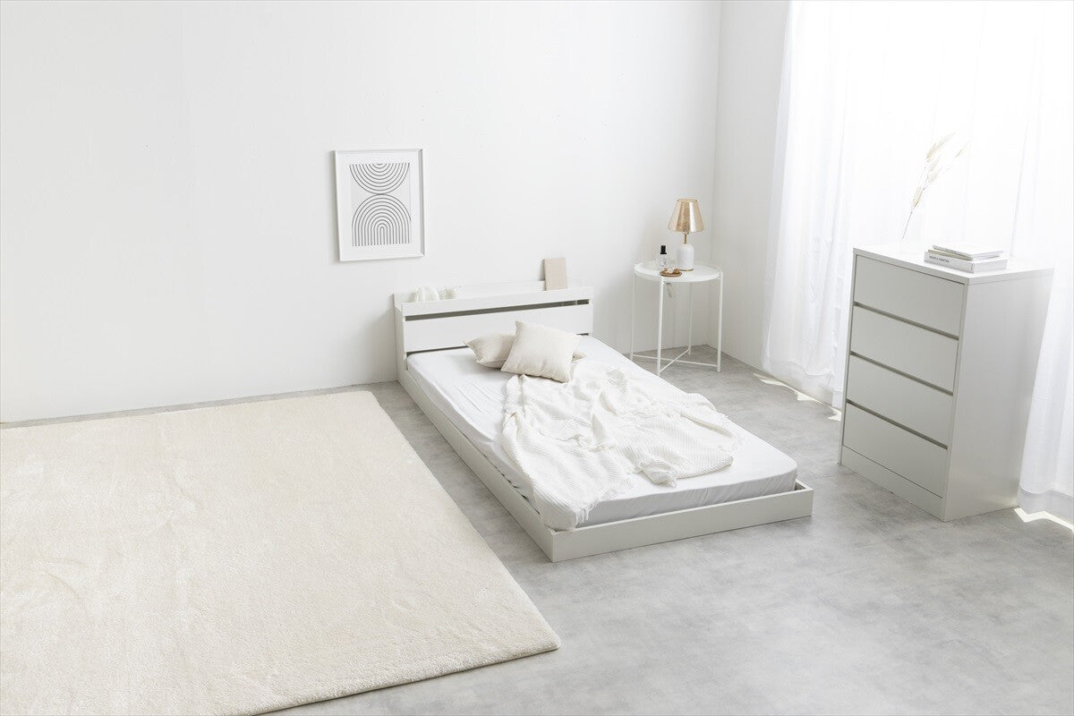 シンプルモダンフロアダブルベッド | 宮棚付きで収納力抜群 シンプル