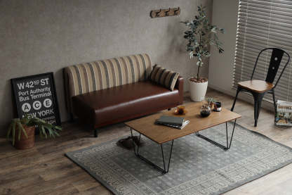 ヴィンテージモダン2人掛け ストライプベンチソファ | 上質