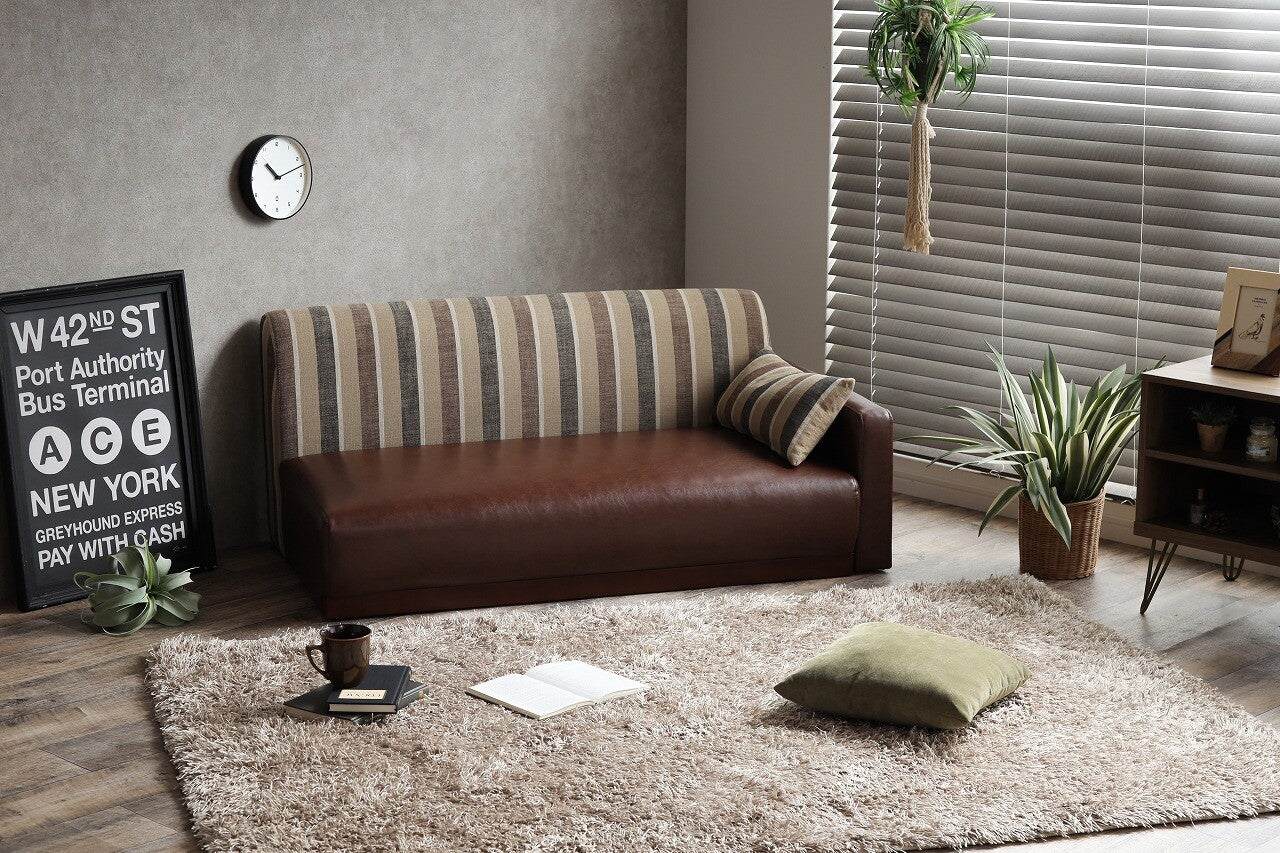 ヴィンテージモダン2人掛け ストライプベンチソファ | 上質