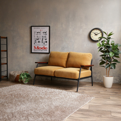 レトロモダン木肘2人掛けソファ – CAGUUU