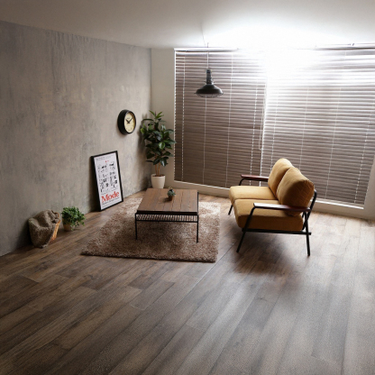 レトロモダン木肘2人掛けソファ