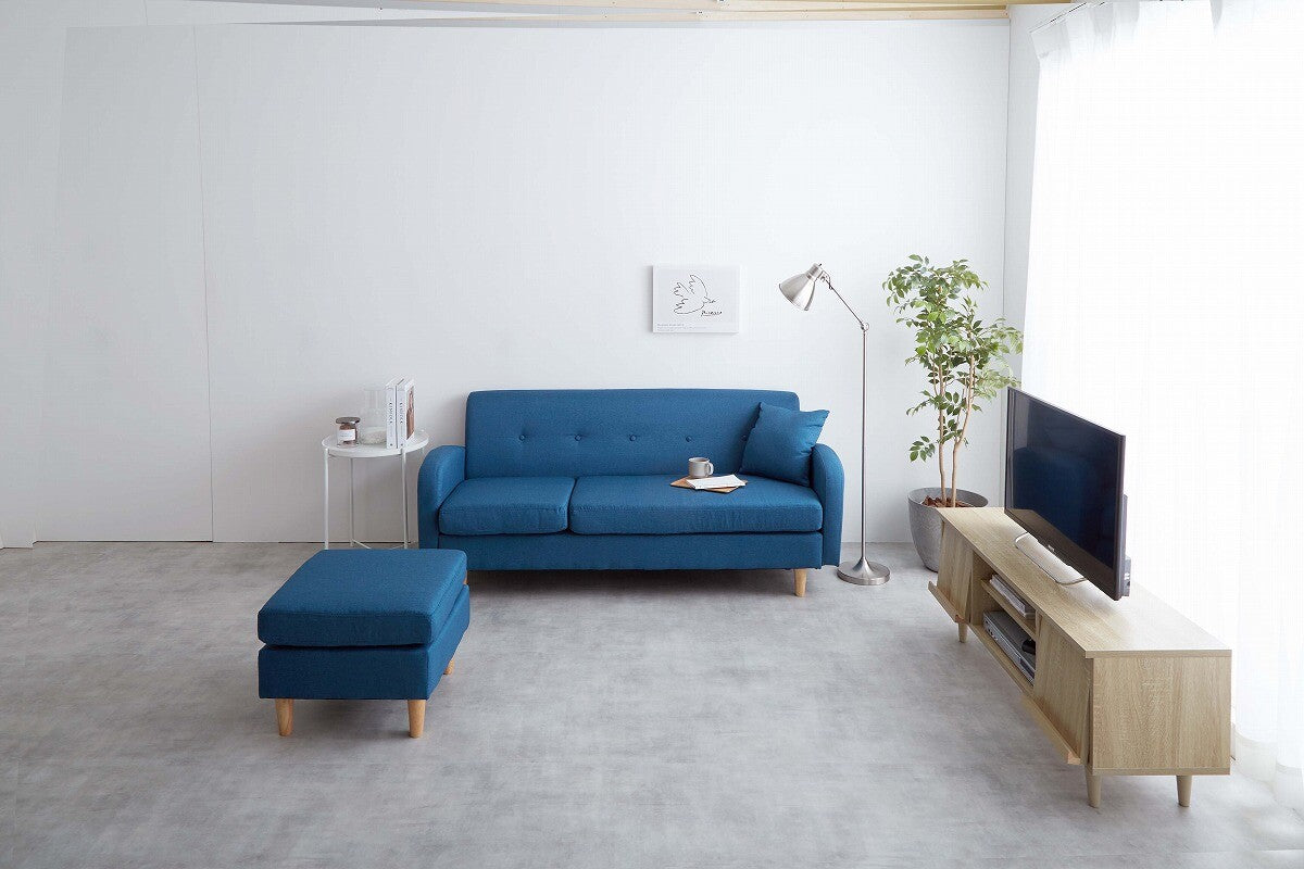 北欧モダン天然木脚3人掛けファブリックカウチソファ | 家族で