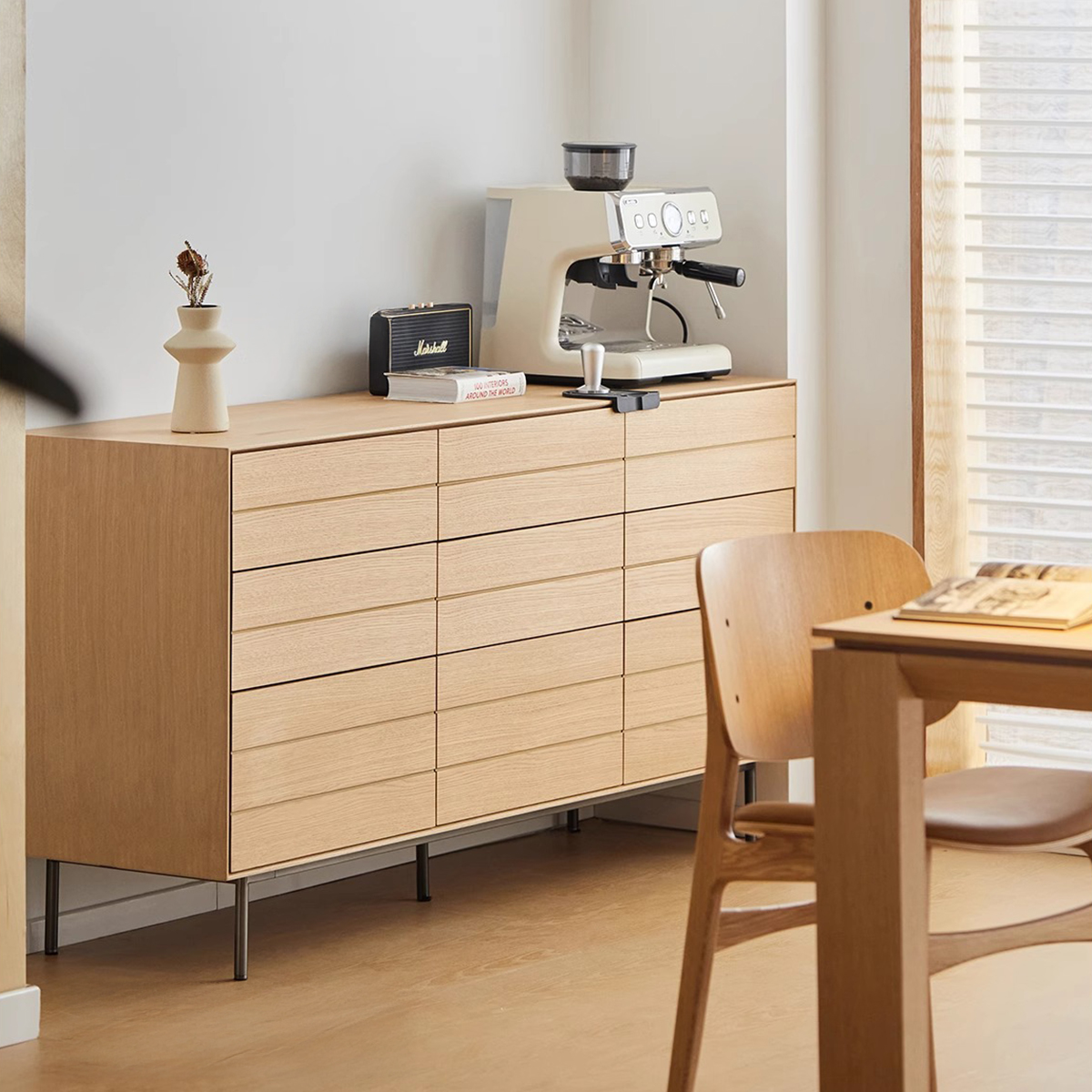 Woody Select木製多収納キャビネット | 天然木使用 耐久性と高級感を