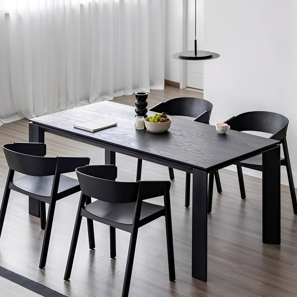 Woody Select木製ブラックダイニングテーブル | シックな表情で空間を