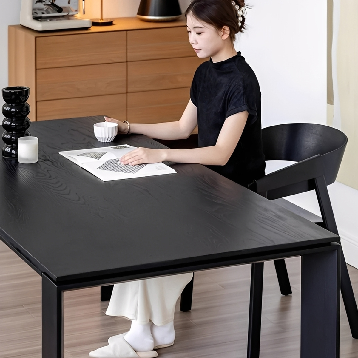 Woody Select木製ブラックダイニングテーブル – CAGUUU