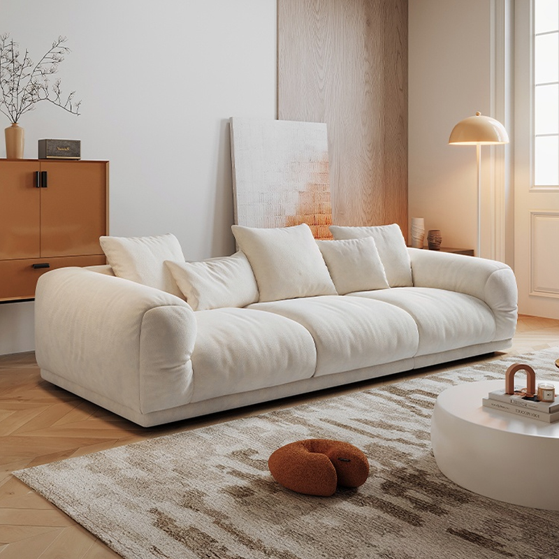 フランネルラウンドリビングソファ | なめらかな生地が肌に心地よい