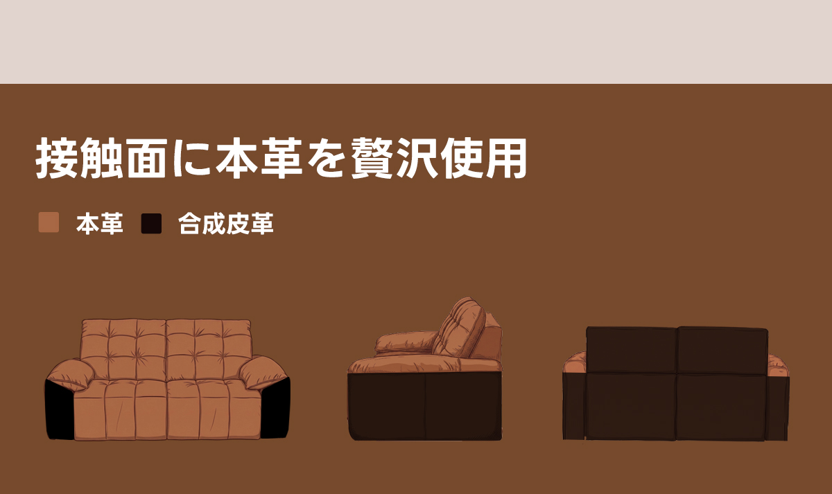 キルティングレザー電動ソファ｜リモコン操作でカウチからベッドまでシーンに合わせて切り替え自在 | 多機能リクライニングで快適な姿勢をサポート接触面に本革を贅沢使用本革口・合成皮革