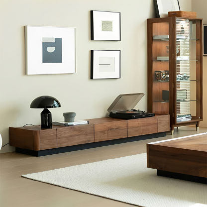 ブラックウォールナット材 シンプルテレビキャビネット