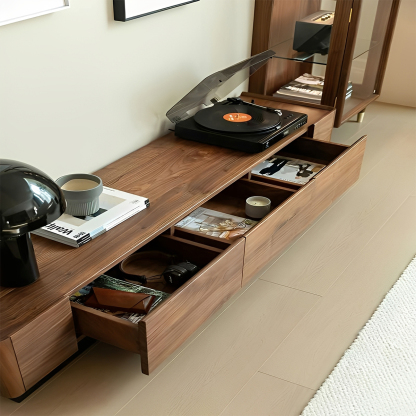 ブラックウォールナット材 シンプルテレビキャビネット