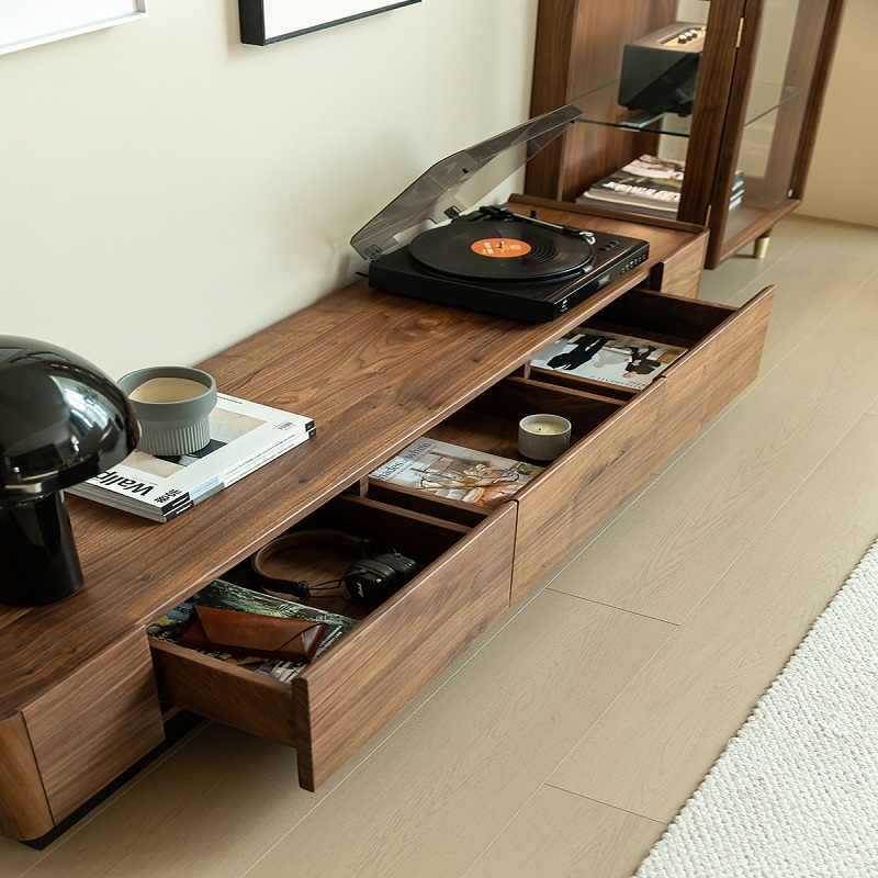 ブラックウォールナット材 シンプルテレビキャビネット
