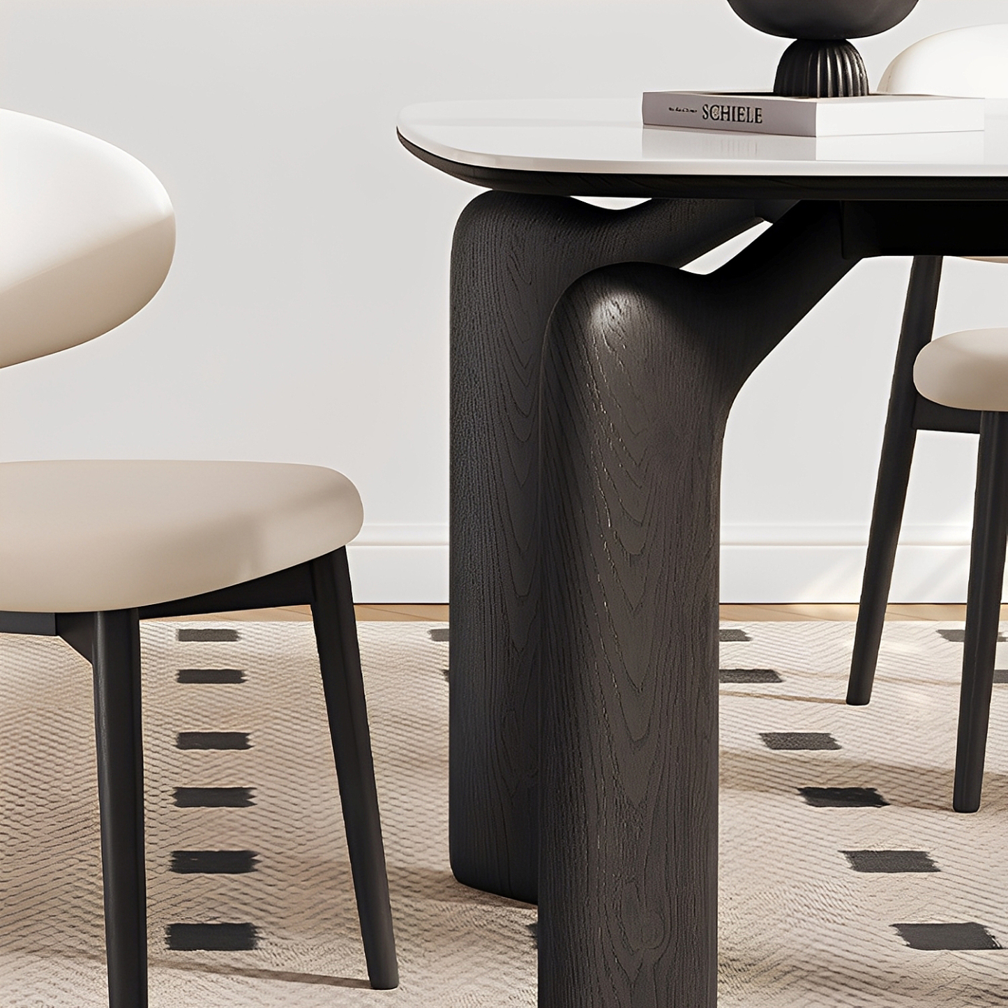 レトロ調セラミック天板ダイニングテーブル