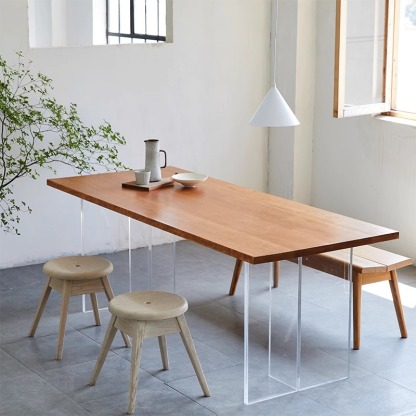 アクリル木製ダイニングテーブル