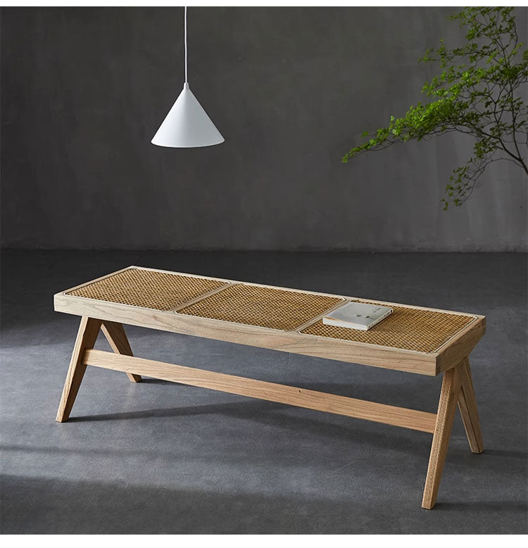 ラタン調多目的ベンチ | ナチュラルな編み込みが魅力の万能ベンチ – CAGUUU