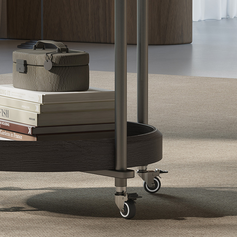 キャスター付きガラステーブル