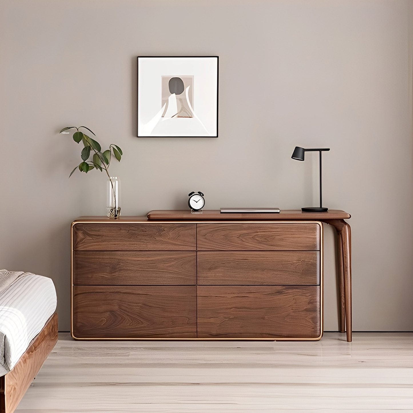 木製引き出し付きキャビネット キャビネット一体型木製デスク – CAGUUU