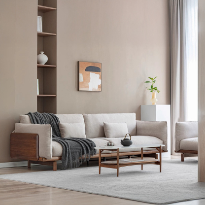 北欧風ブラックウォールナット材コンフォートソファ | 高反発