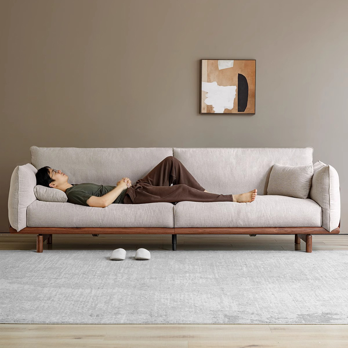 北欧風ブラックウォールナット材コンフォートソファ