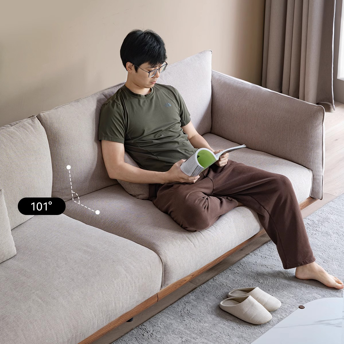 北欧風ブラックウォールナット材コンフォートソファ