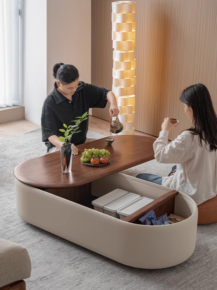 回転天板収納ローテーブル