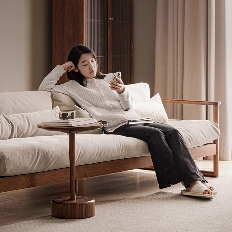 天然木ぜいたくクッションカウチソファ