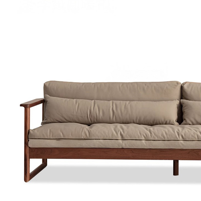 天然木ぜいたくクッションカウチソファ