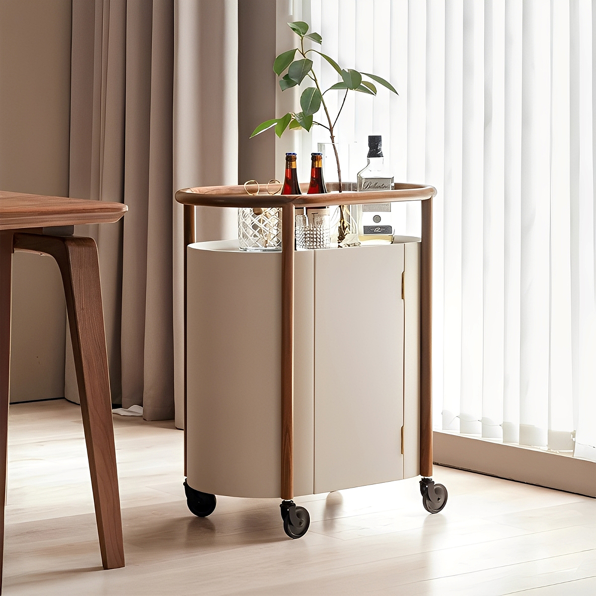 モダンアートのようなウォルナット曲線サイドテーブル エレガントなウォルナット木目サイドテーブル 曲線 卸売 通販