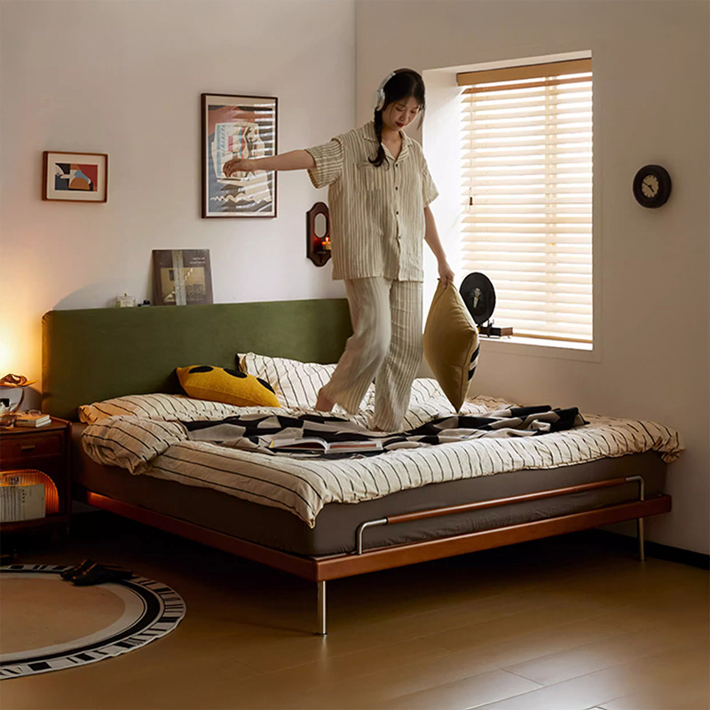 ツゲ材 モダンレトロフレームベッド