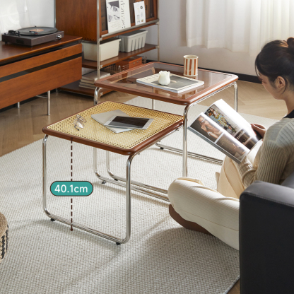 ツゲ材 ステンレス製木縁テーブル | ツゲ材とステンレスを組み合わせた