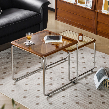 ツゲ材 ステンレス製木縁テーブル | ツゲ材とステンレスを組み合わせた