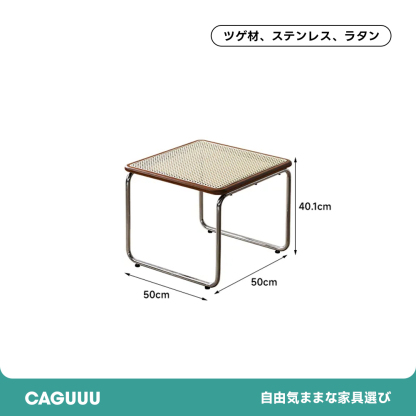 ラタン調　ツゲ材 ステンレス製木縁　ネストテーブル　caguuu ツゲ材 ステンレス製木縁テーブル | ツゲ材とステンレスを組み合わせた